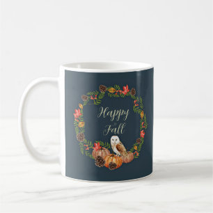 Fall owl and pumpkins with customisable text  coffee mug