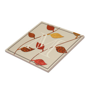 Fall Palette Leaves Add Your Monogram Tile