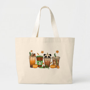 Fall Panda Coffee Tote Bag