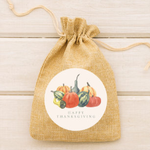 Fall Party Colourful Pumpkins Happy Thanksgiving  Classic Round Sticker