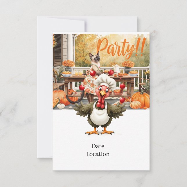 Fall Party Invitation Card – Cozy Autumn Gathering (Front)
