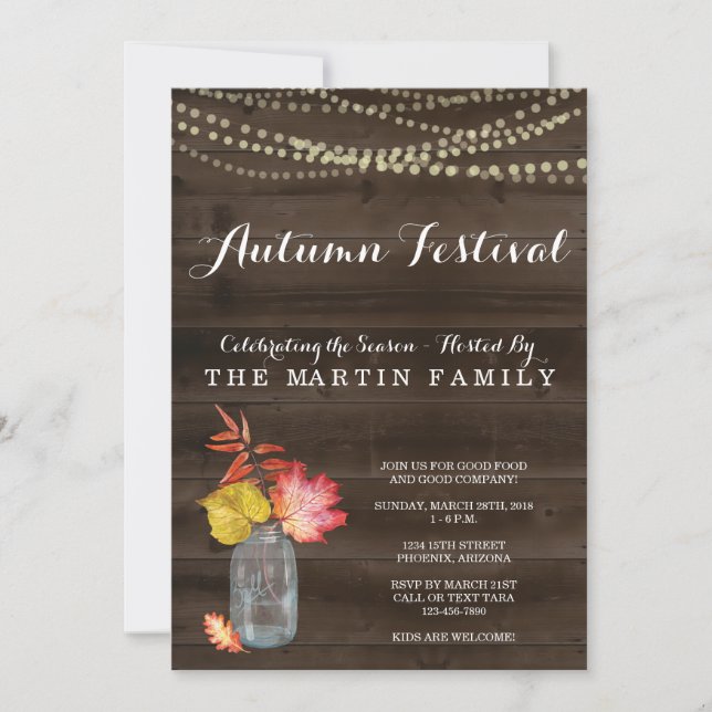 Fall Party Invitation | Rustic Fall (Front)