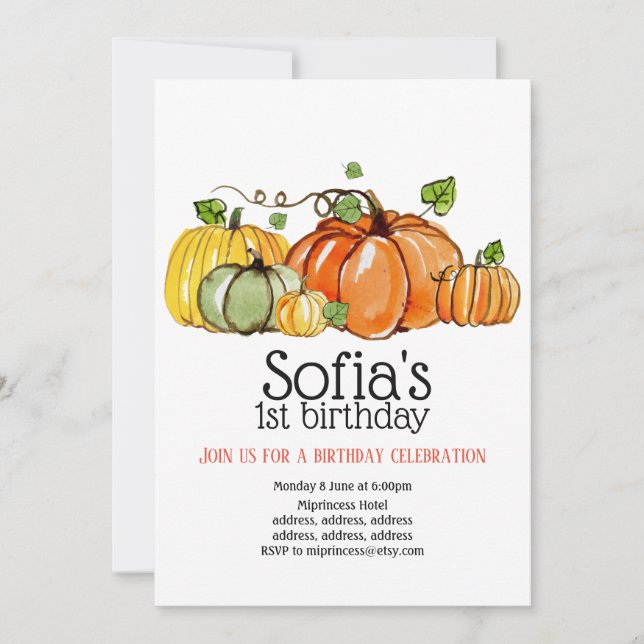 fall party, pumpkin, autumn, invitation (Front)