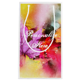 Fall pastel maple leaf watercolor autumn elegant  small gift bag