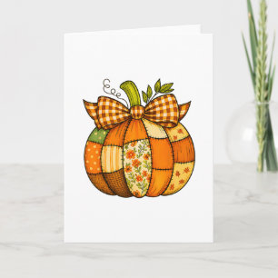 Fall Patchwork Pumpkin Autumn Halloween Thanksgivi Card
