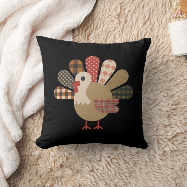 Fall Patchwork QuiltedTurkey Thanksgiving Cushion (Blanket)