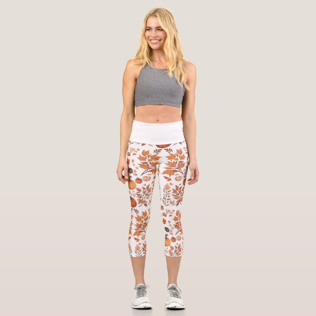 Fall pattern design  capri leggings (Front)