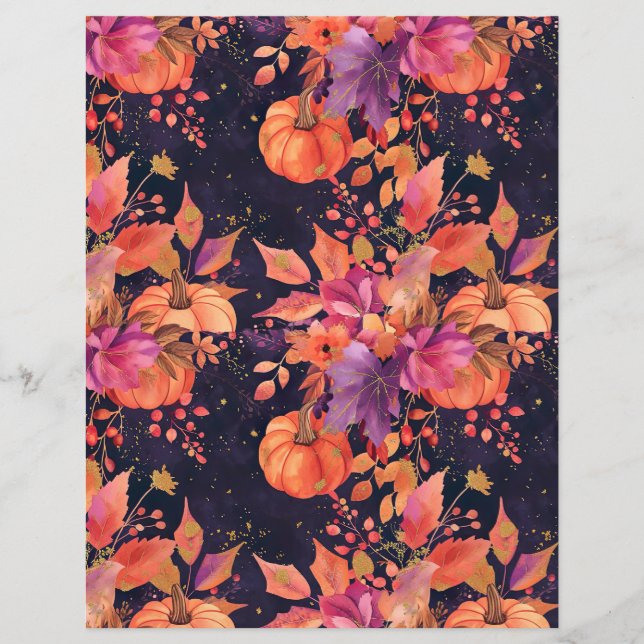 Fall Pattern Leaves and Pumpkins  (Front)