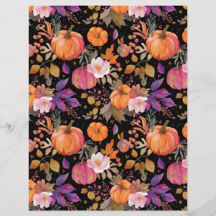 Fall Pattern Leaves and Pumpkins