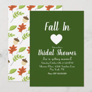 Fall Pattern Love Greenery Bridal Shower Invitation