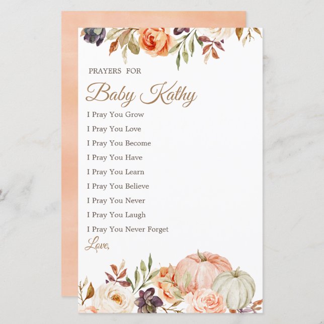 Fall Peach Pumpkin Love Prayers for Baby (Front/Back)