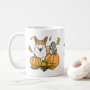 Fall Pembroke Welsh Corgi (red 1) Pumpkins Cute Coffee Mug
