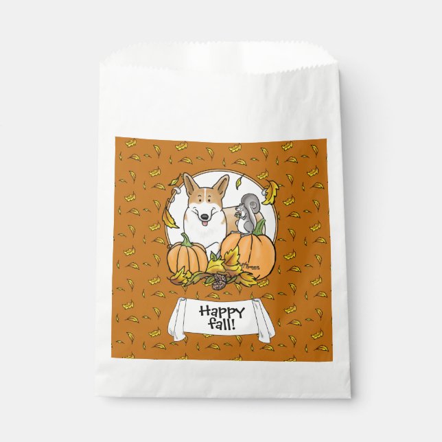 Fall Pembroke Welsh Corgi (red 1) Pumpkins Cute Favour Bag (Front)