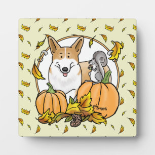 Fall Pembroke Welsh Corgi (red 1) Pumpkins Cute Plaque