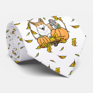 Fall Pembroke Welsh Corgi (red 1) Pumpkins Cute Tie