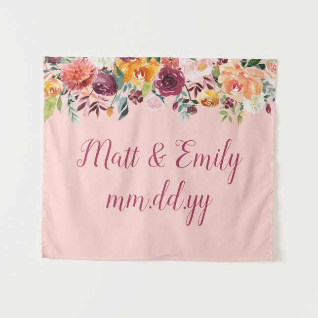 Fall Photo Booth Prop Boho Autumn Wedding Backdrop Tapestry (Front (Horizontal))