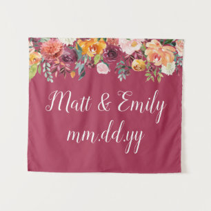 Fall Photo Booth Prop Burgundy Wedding Backdrop Tapestry