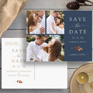 Fall  Photo Collage Wedding Save The Date Announcement Postcard