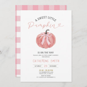 Fall Pink Bow Pumpkin Baby Shower  Invitation