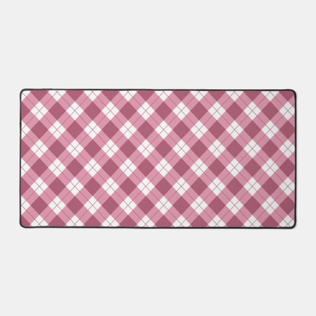 Fall Pink Chequered Desk Mat (Front)