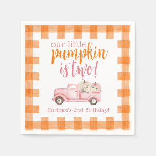 Fall Pink Floral Pumpkins Harvest Truck Napkin