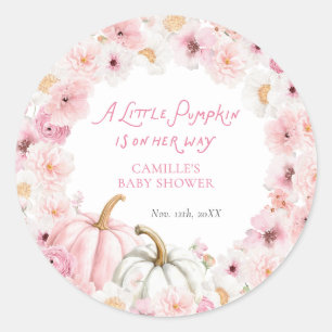 Fall Pink Pumpkin Favour Classic Round Sticker