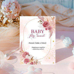 Fall Pink Pumpkin Girl  baby shower Favour sign