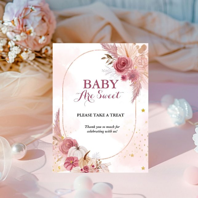 Fall Pink Pumpkin Girl  baby shower Favour sign (Creator Uploaded)