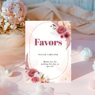 Fall pink Pumpkin Girl Baby shower Favours Sign