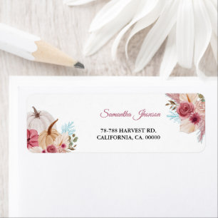 Fall Pink Pumpkin Girl Baby Shower Return Address Label