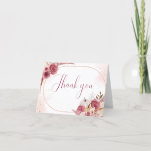 Fall Pink Pumpkin girl Baby Shower Thank You Card