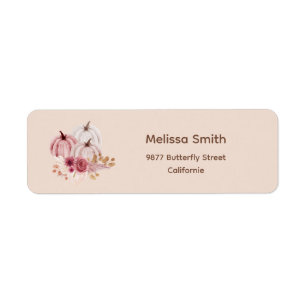Fall Pink Pumpkin Return Address  Label