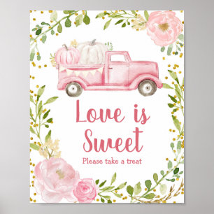 Fall Pink Pumpkin Truck Love is Sweet Sign