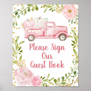 Fall Pink Pumpkin Truck Please Sign our Guest