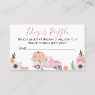 Fall Pink Truck Diaper Raffle Enclosure Card