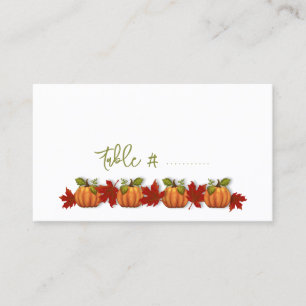 Fall Place Cards Pumpkins Red Leaves