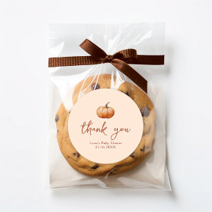 Fall Plaid A Little Pumpkin Baby Shower Favour Classic Round Sticker