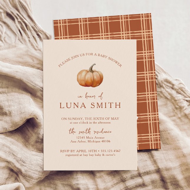 Fall Plaid A Little Pumpkin Baby Shower Invitation (Creator Uploaded)