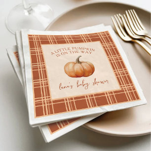Fall Plaid A Little Pumpkin Baby Shower Napkins