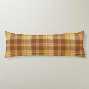 Fall Plaid Body Pillow, Cotton Cushion