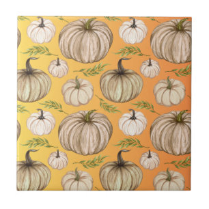 Fall plaid chequered autumn Thanksgiving Ceramic Tile