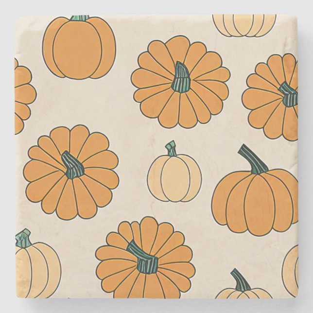 Fall plaid chequered autumn Thanksgiving Stone Coaster (Front)