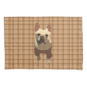 Fall Plaid French Bulldog Pillowcase