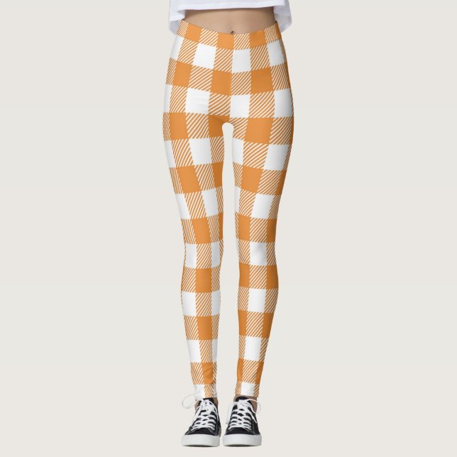 Fall Plaid Pattern Leggings (Front)