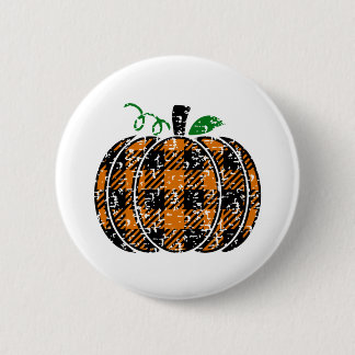 Fall Plaid Pumpkin 6 Cm Round Badge