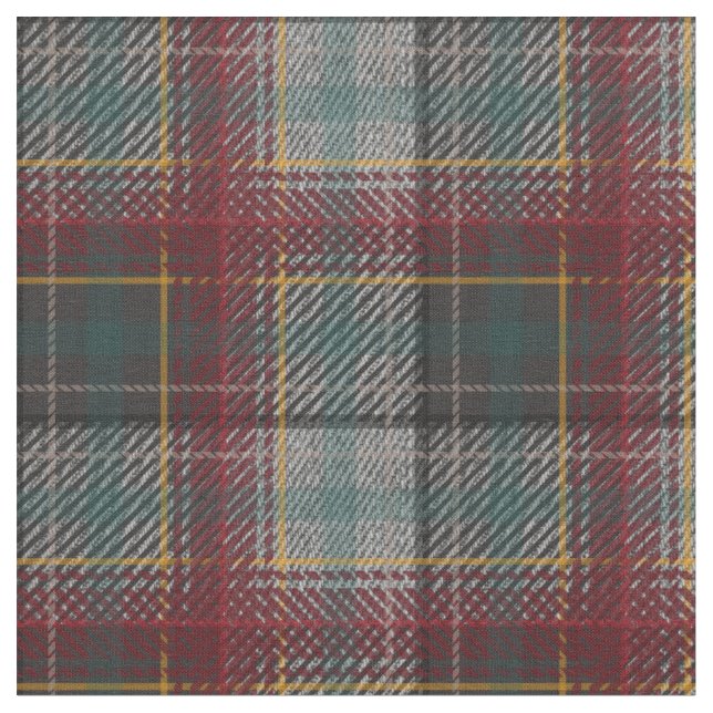 Fall Plaid Rust Red and Grey Fabric (Close Up)