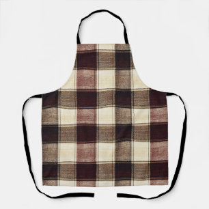 Fall Plaid Walnut Brown And Cranberry Cream  Apron