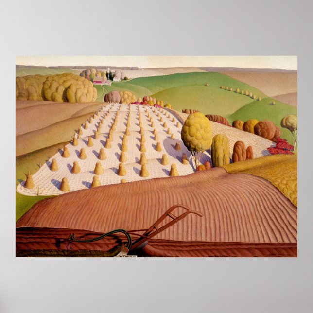 Fall Ploughing, 1931 by Grant Wood Poster (Front)