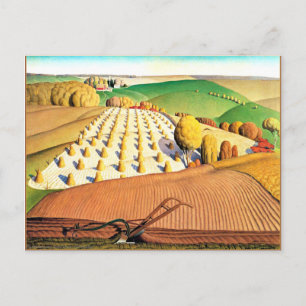 Fall Ploughing, fine art American painting Postcard