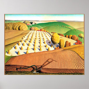 Fall Ploughing, fine art American painting Poster